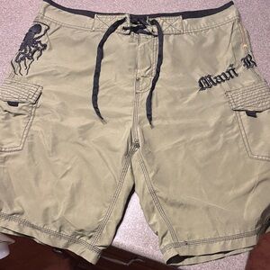 Men's Khaki Graphic Board Shorts